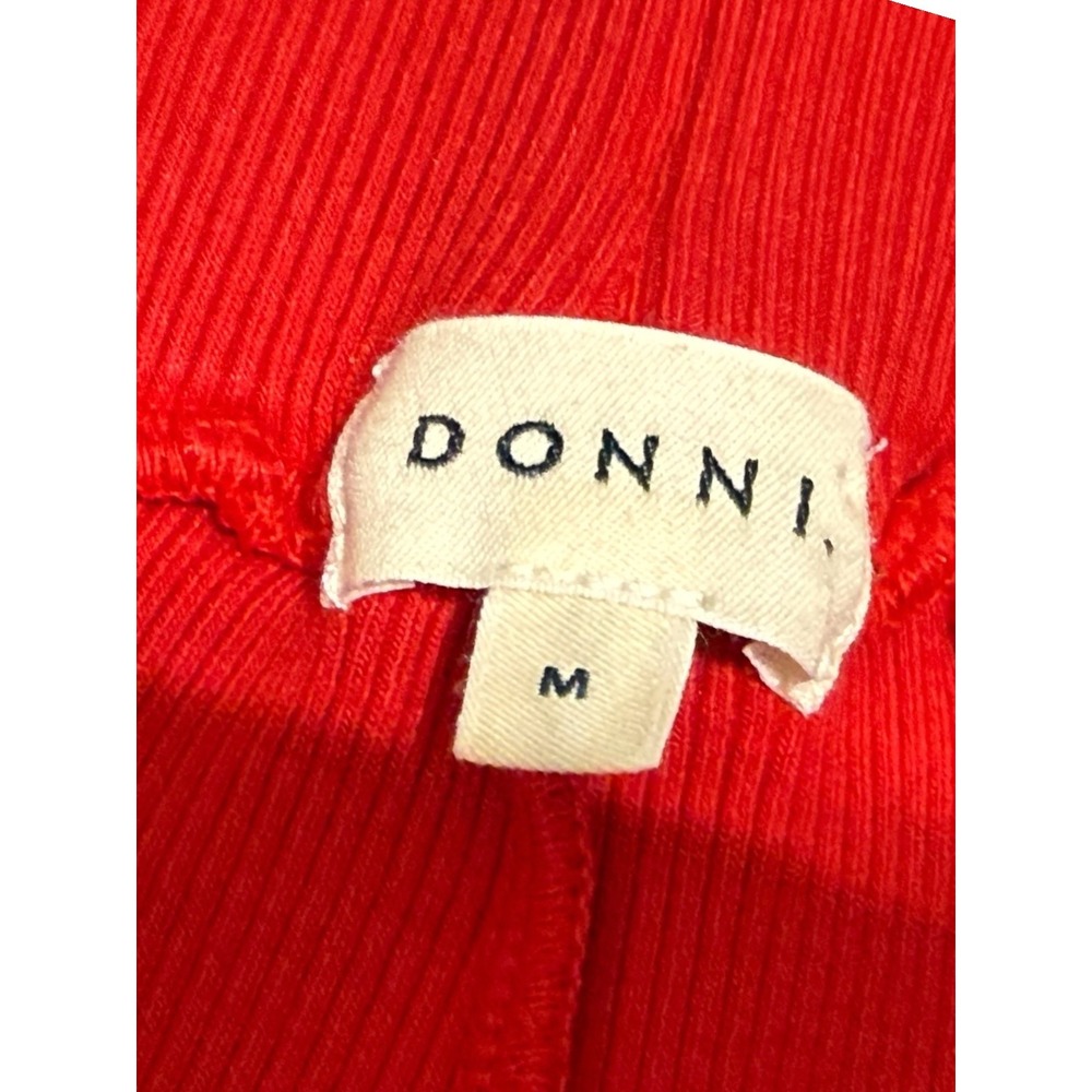 DONNI Red Ribbed Flare Ankle Pants Women's M High Rise Pull On USA Made - Picture 8 of 12